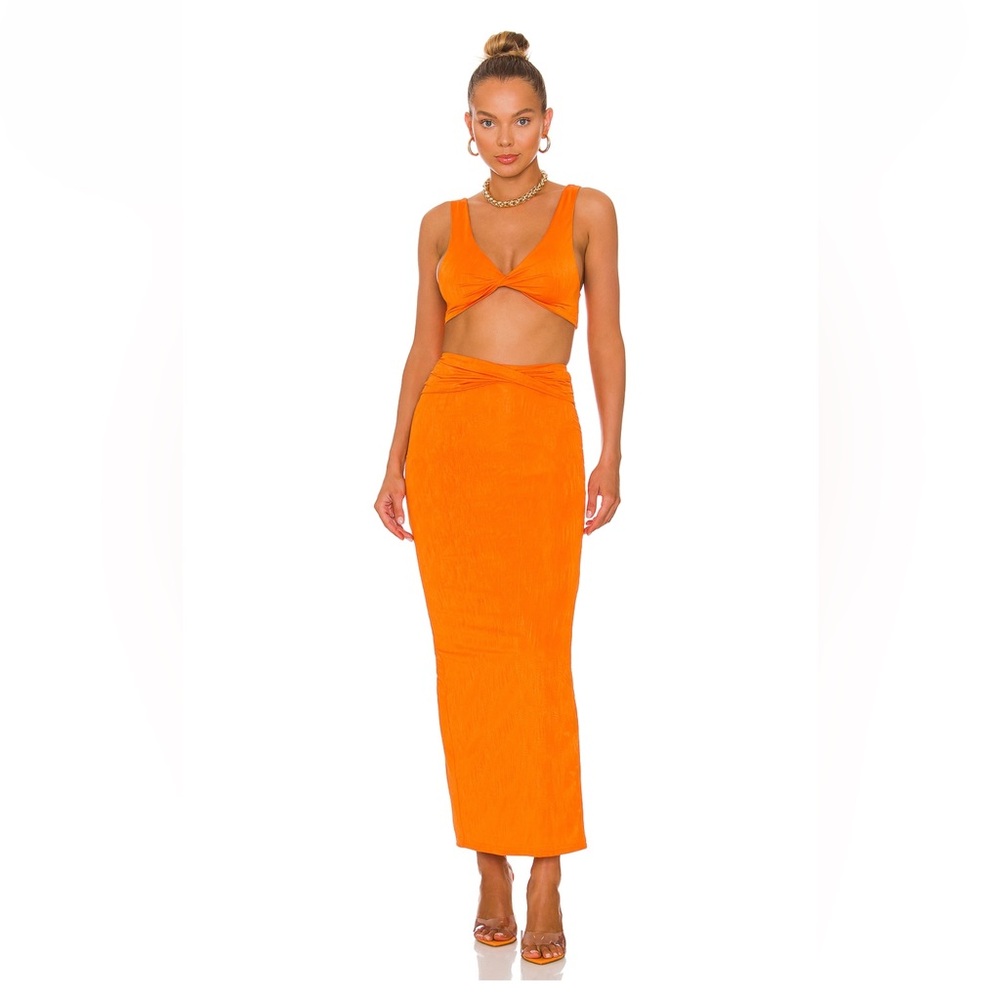 Superdown Joana Maxi Skirt Set in Tangerine